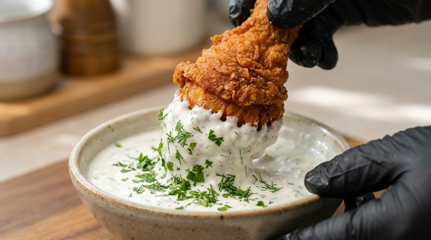 Crispy Fried Chicken with Yogurt Onion Sauce