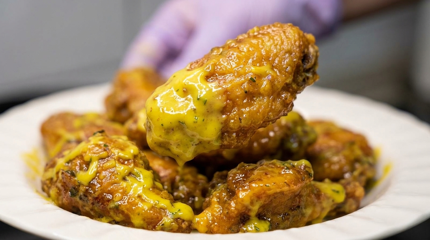 Crispy Honey Mustard Fried Chicken Wings