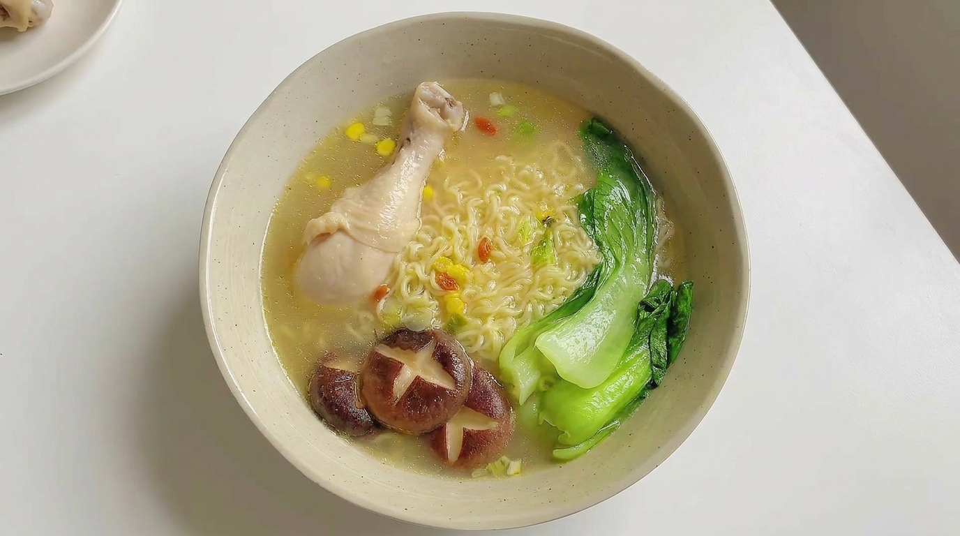 Luxury Chicken Soup Ramen with Shiitake & Bok Choy