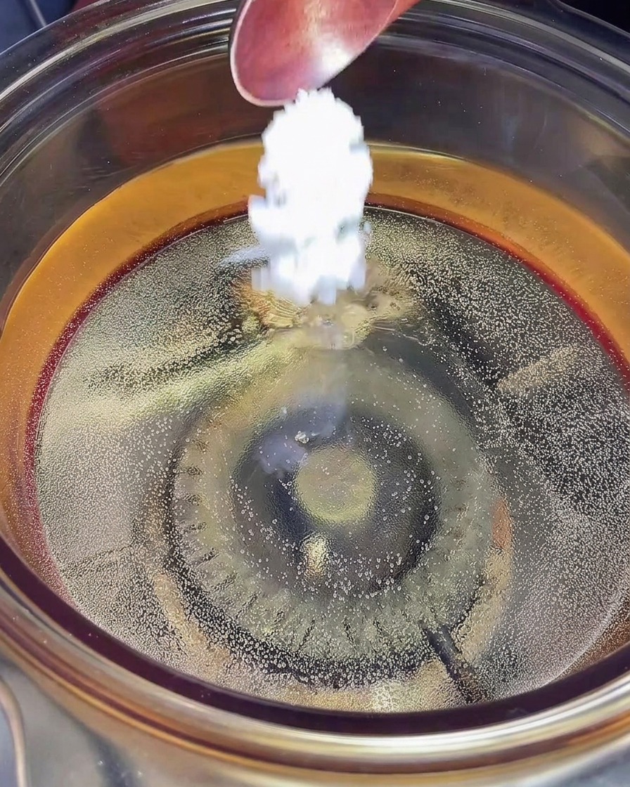 Pasta being lowered into a pot of boiling salted water.