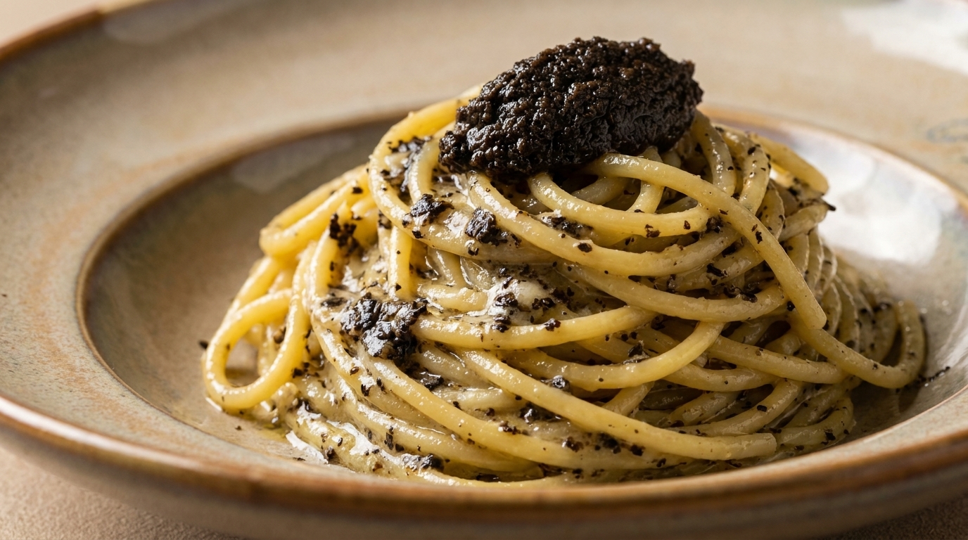 Truffle Cheese Corn Noodles with Black Truffle Paste