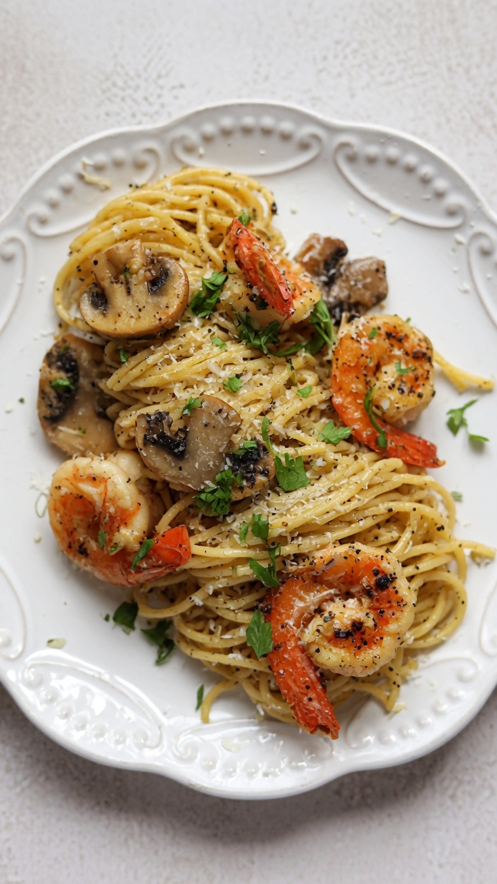 Truffle and Shrimp Spaghetti