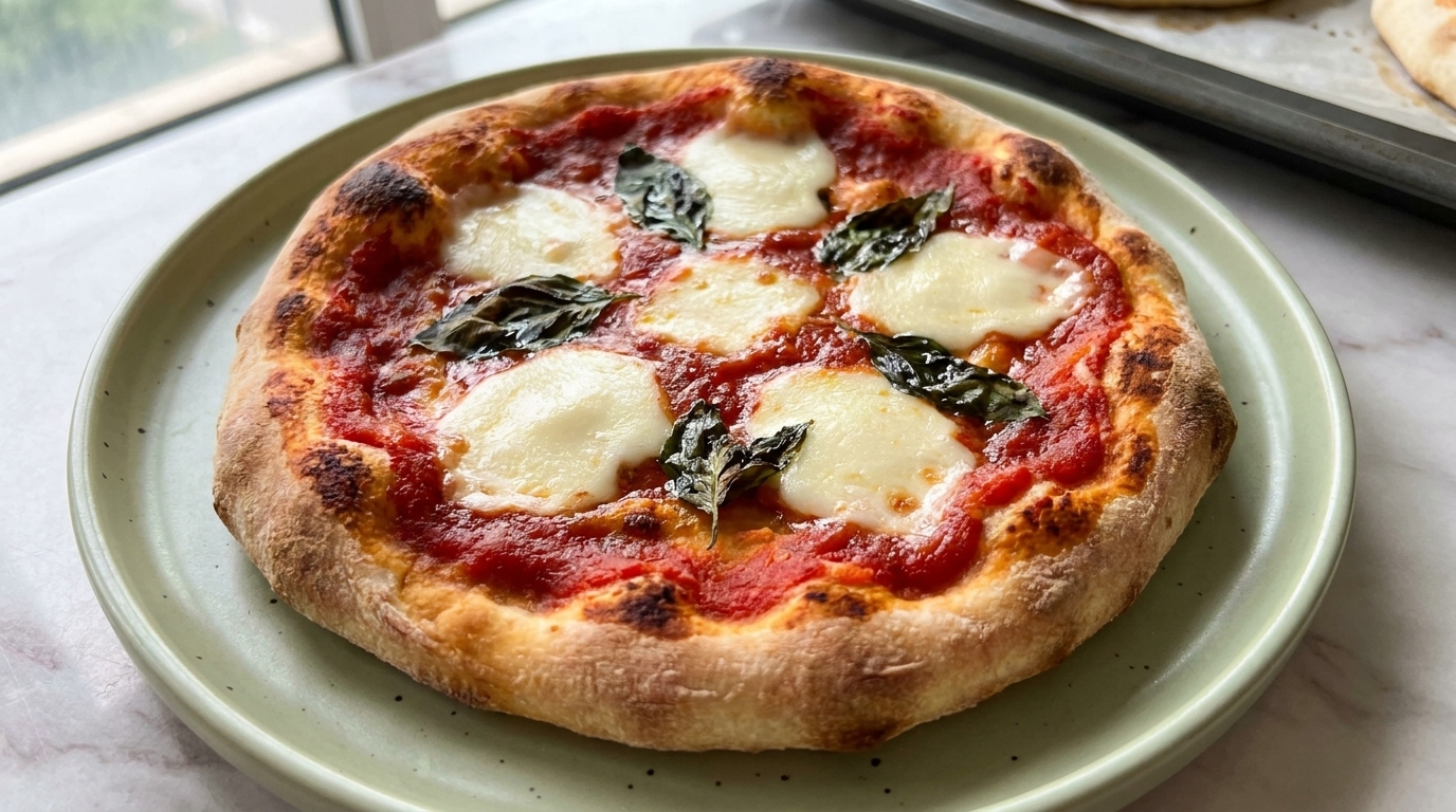 Quick No-Knead Margherita Pizza