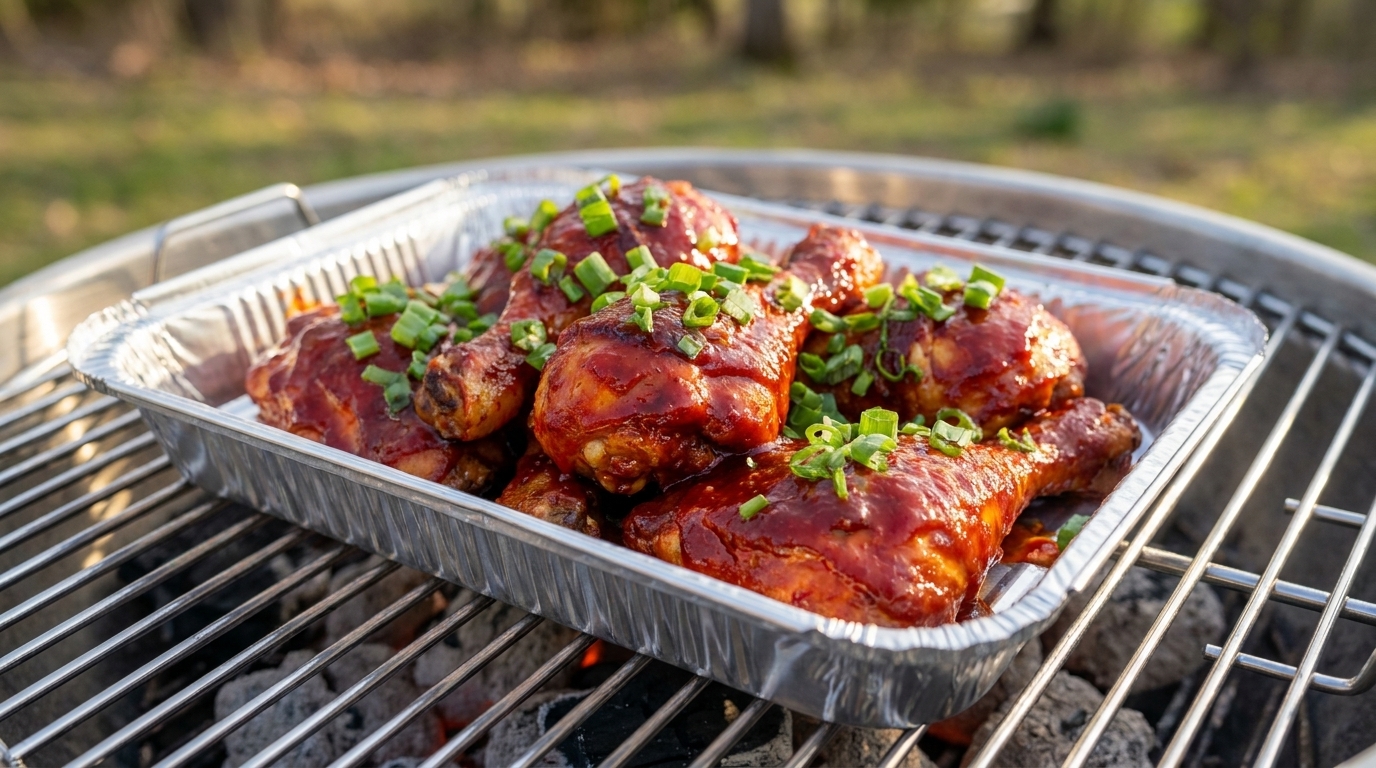 Perfectly grilled chicken legs glazed in Korean chili sauce and topped with fresh scallions.