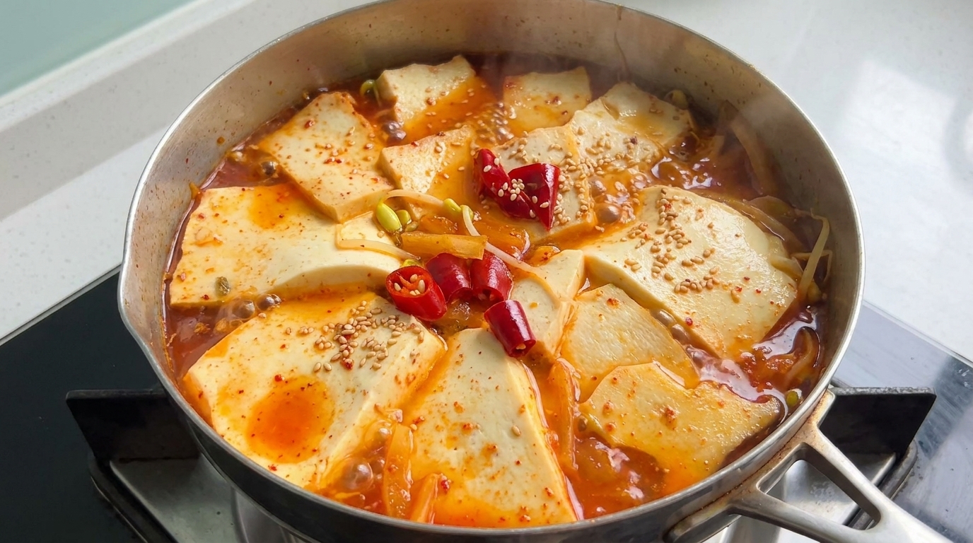 Quick Korean Kimchi Tofu Soup (Kimchi-jjigae Style)