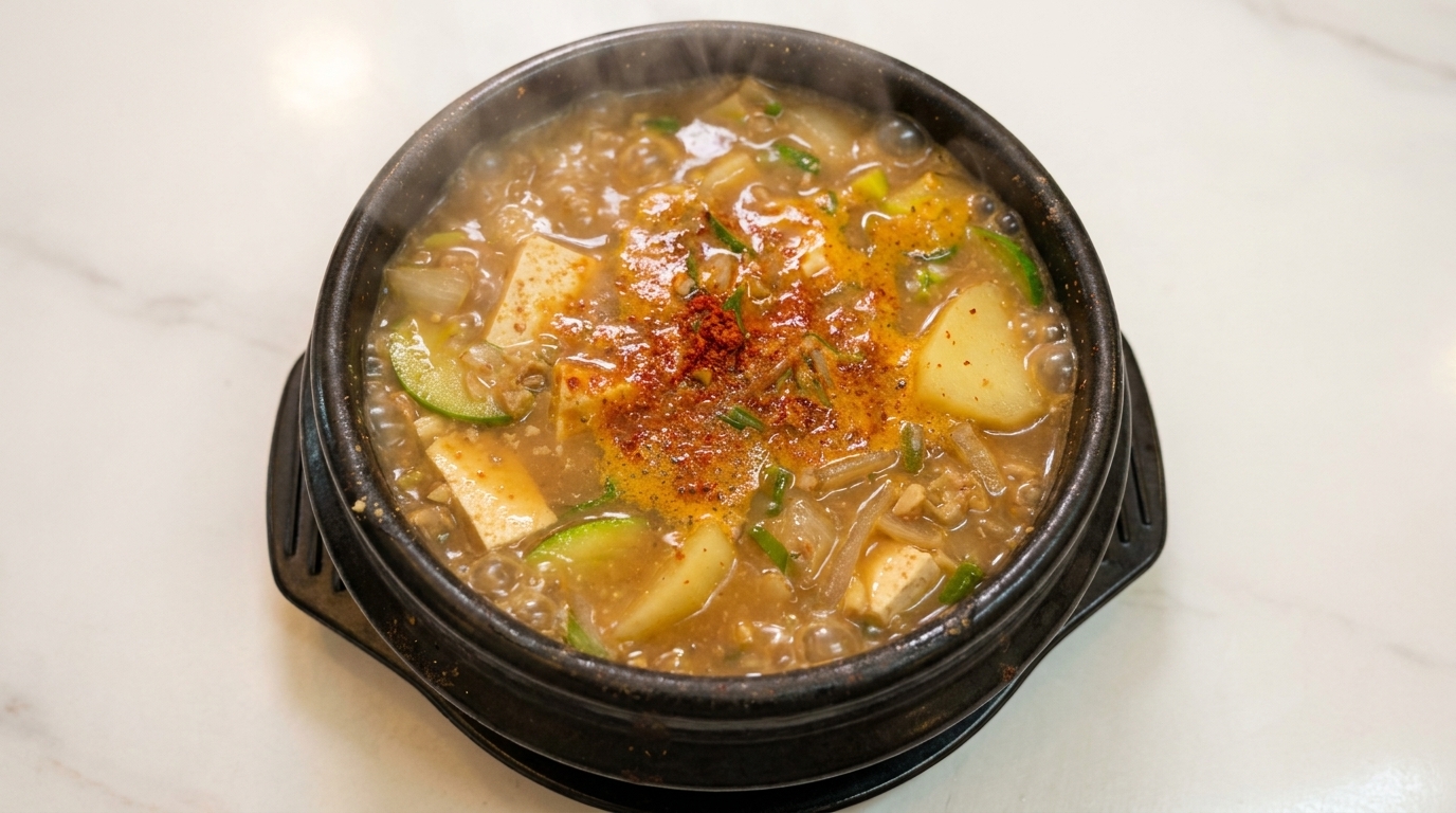 Traditional Korean Soybean Paste Stew (Doenjang-jjigae)