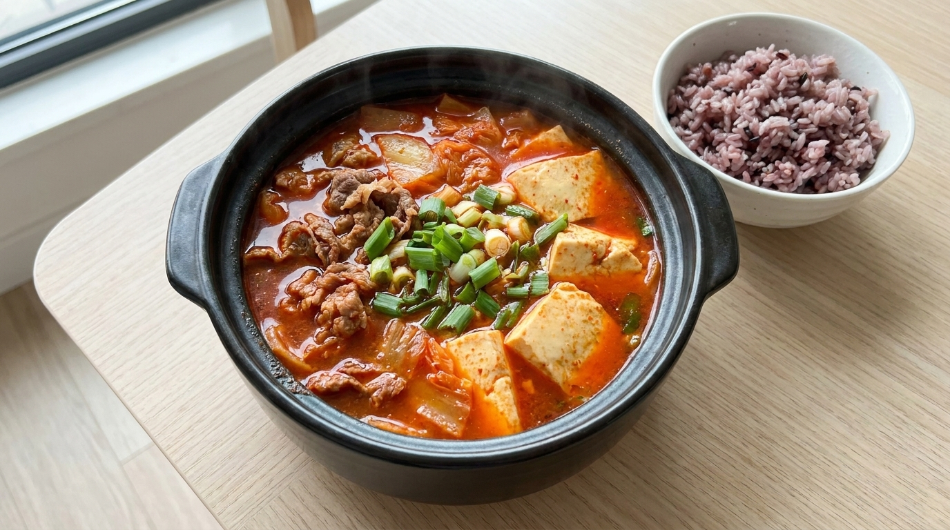 Low-Calorie Korean Style Spicy Tofu Soup