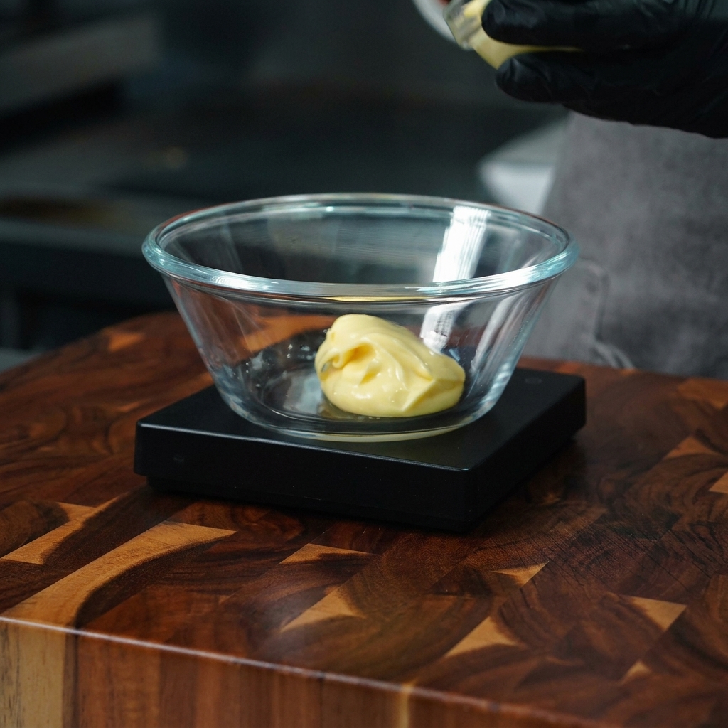Ketchup being poured into a bowl that already contains mayonnaise.