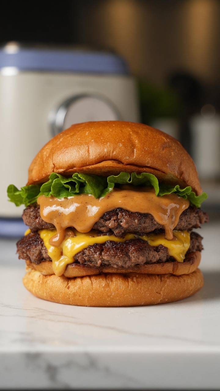 Homemade Peanut Butter Double Beef Burger