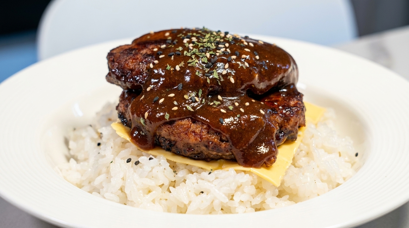 Double-Layer Hamburger Patty Rice Bowl