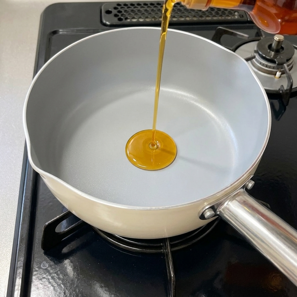 Garlic slices sizzling in a pan with hot oil.