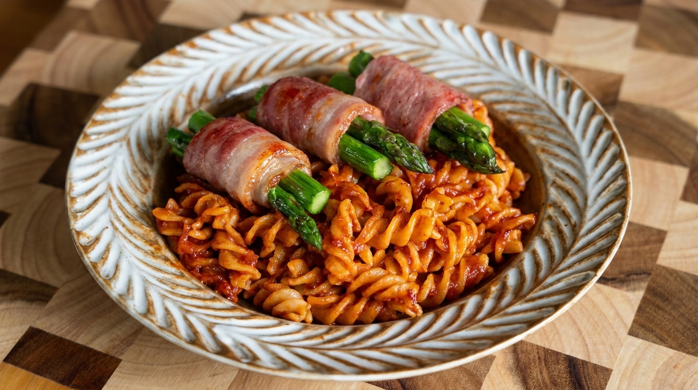Asparagus Bacon Roll Spaghetti