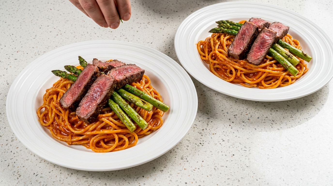 Creamy Buldak Steak Pasta