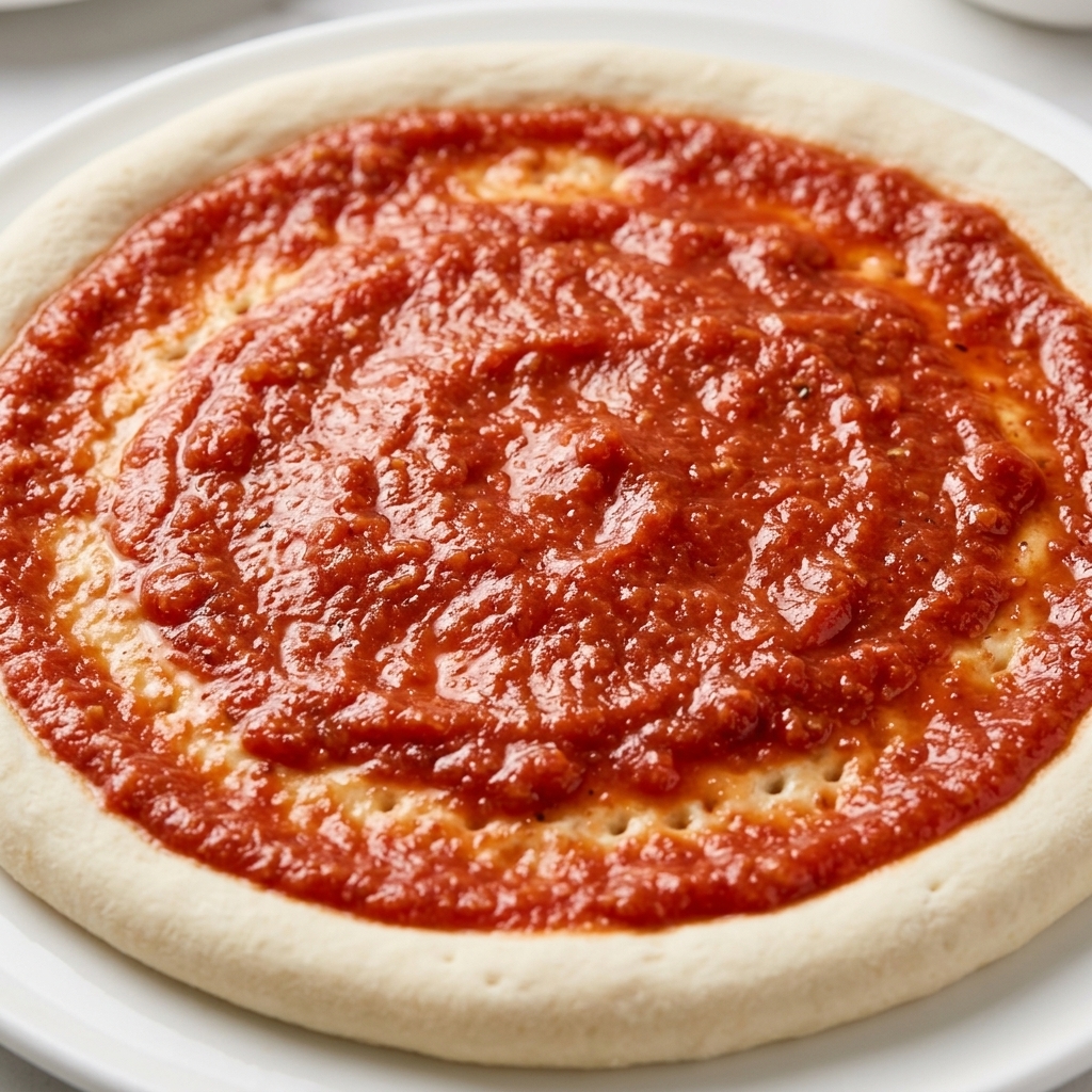A layer of shredded cheese being scattered across the tomato-sauced pizza.