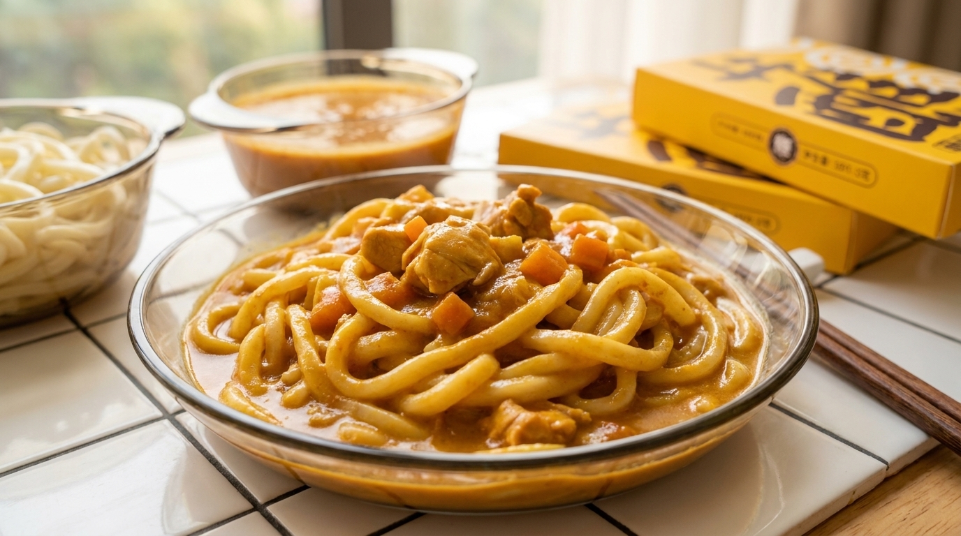 Quick Cheese Chicken Curry Dipping Noodles