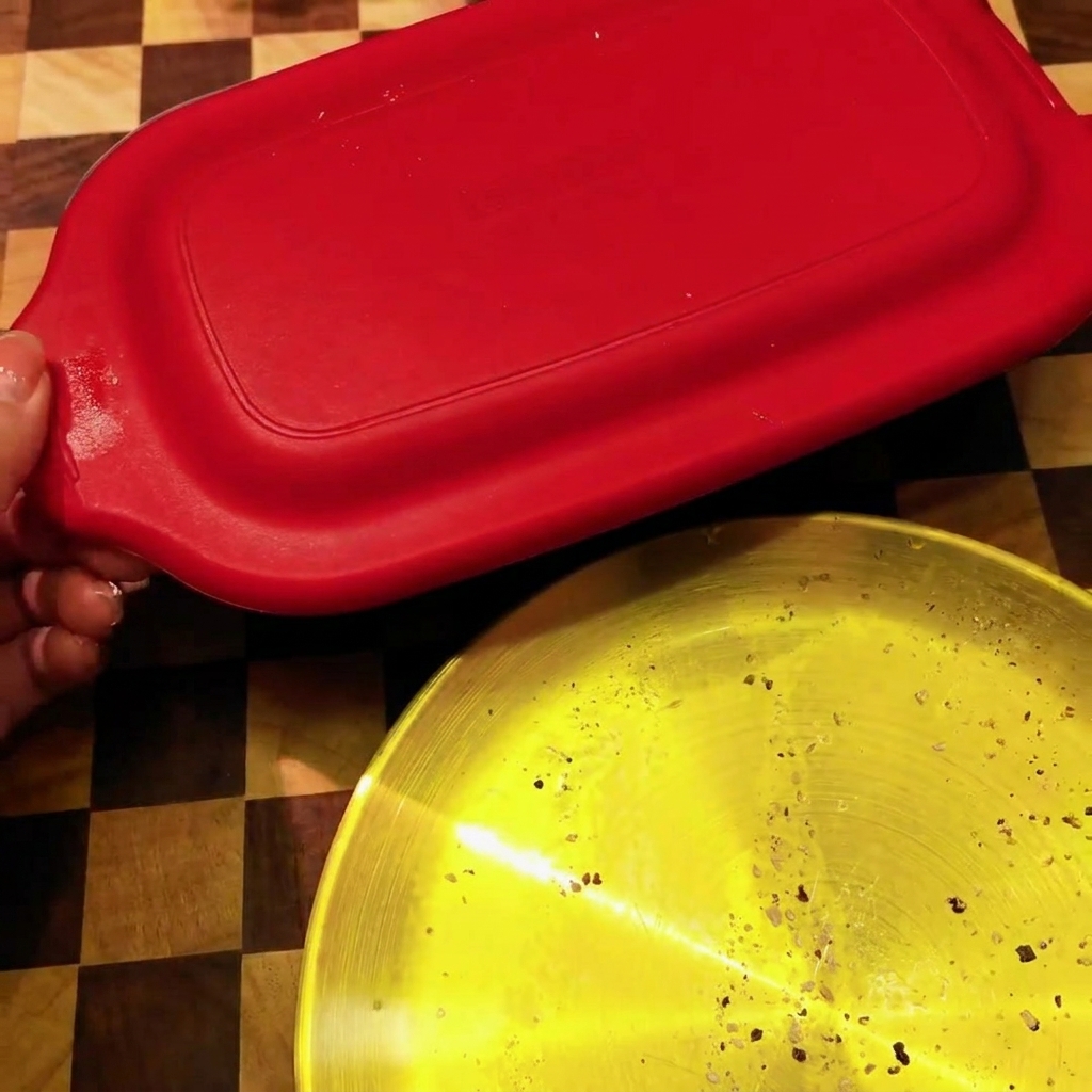 Salmon fillet placed in a pan ready to be microwaved.