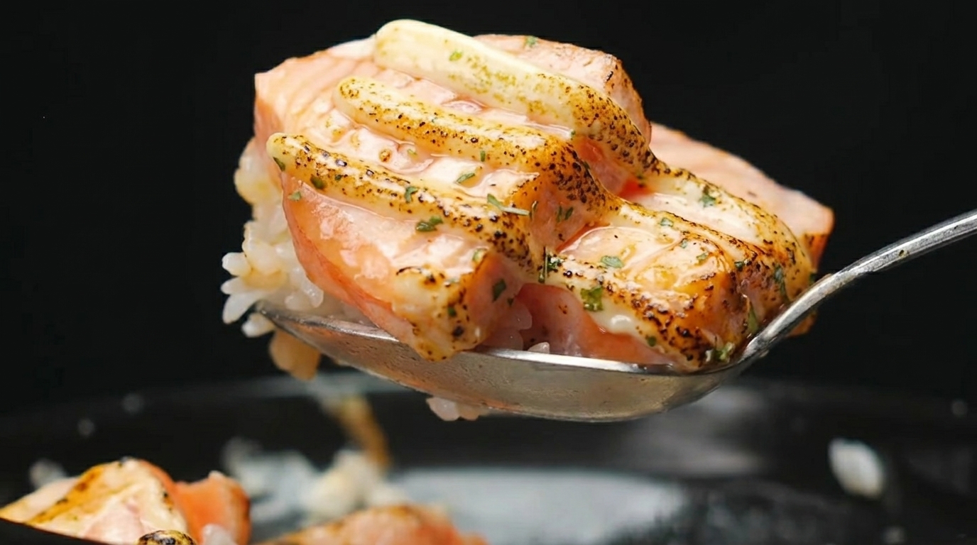 Midnight Diner Style Seared Salmon and Scallop Rice Bowl