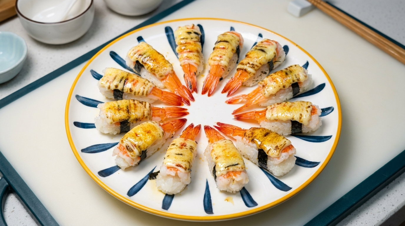 Aburi Caramelized Shrimp Sushi