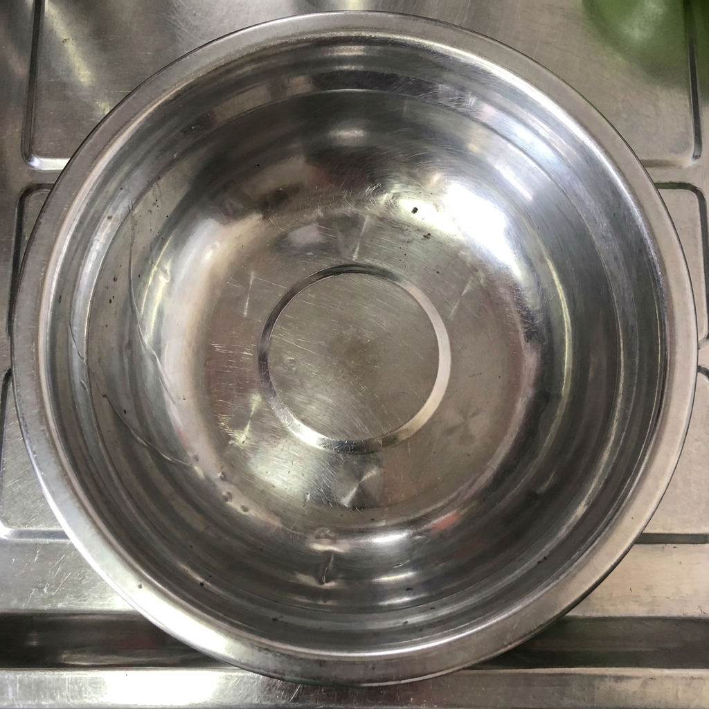 A close-up of Tianjin chili sauce being placed into a stainless steel mixing bowl.