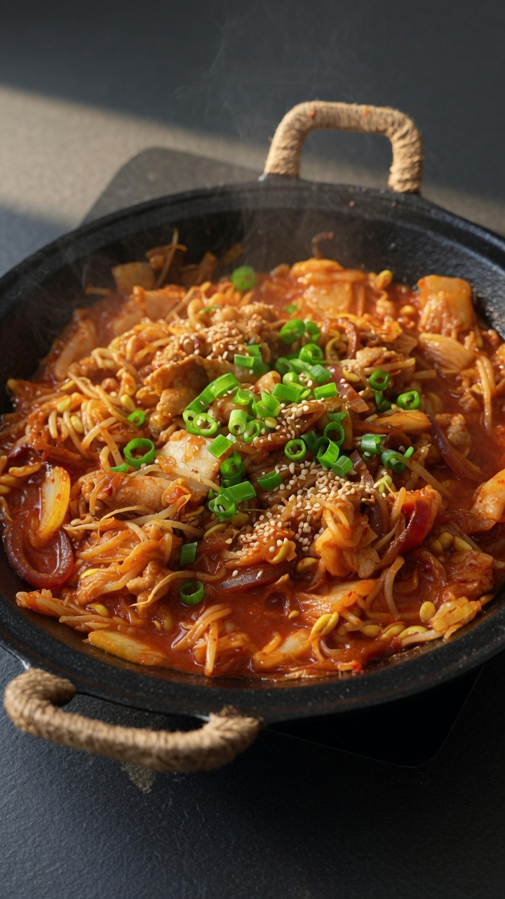 Spicy Korean Kimchi Pork Belly Stir-fry