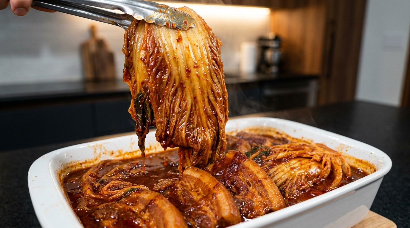 Authentic Korean Braised Pork Belly with Kimchi (Kimchi Jjim)