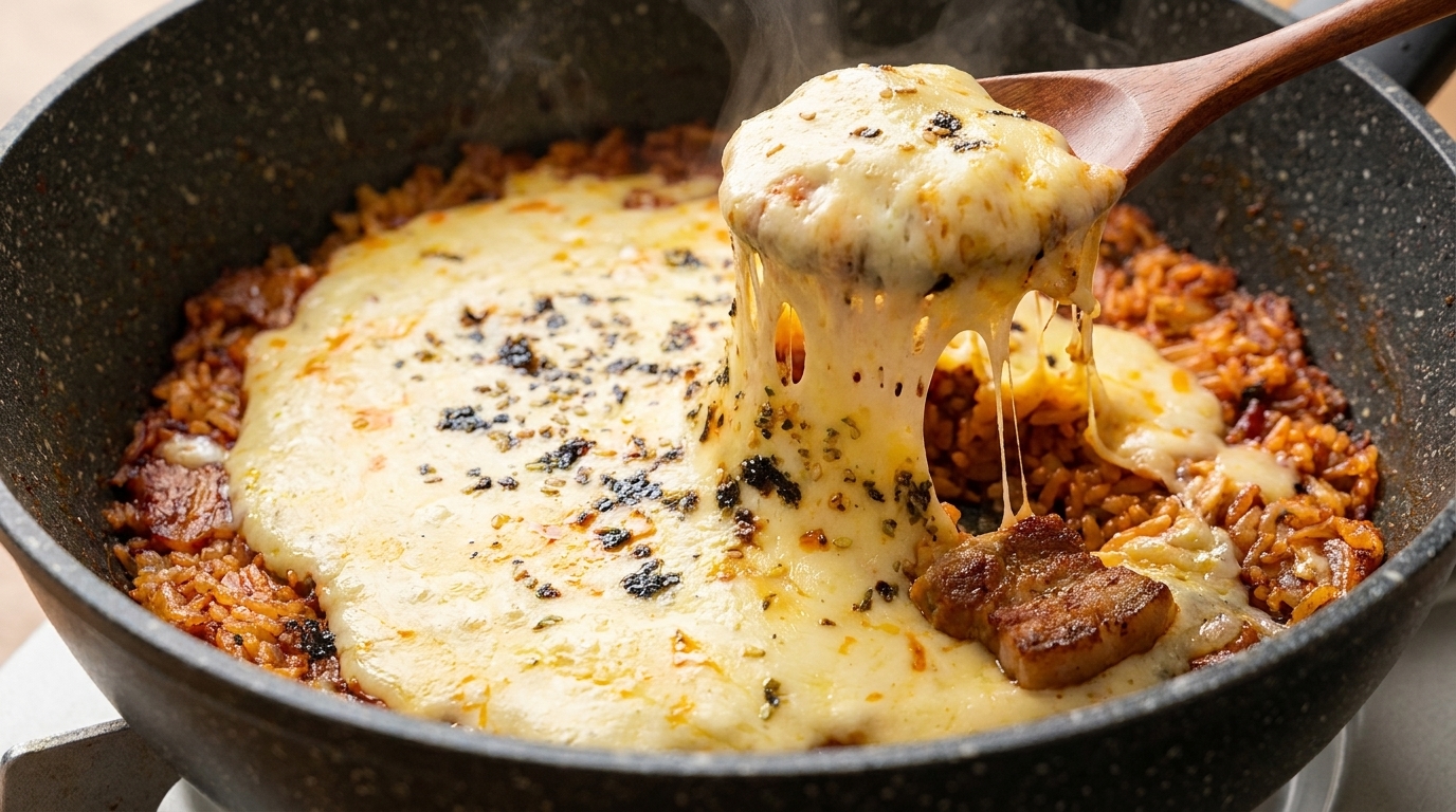 Korean Pork Belly Kimchi Cheese Fried Rice