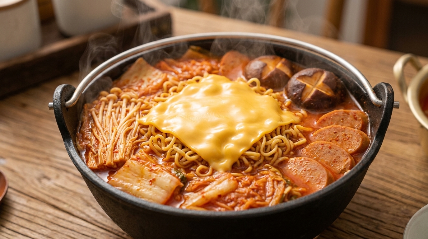 Vegetarian Korean Army Stew (Budae Jjigae)