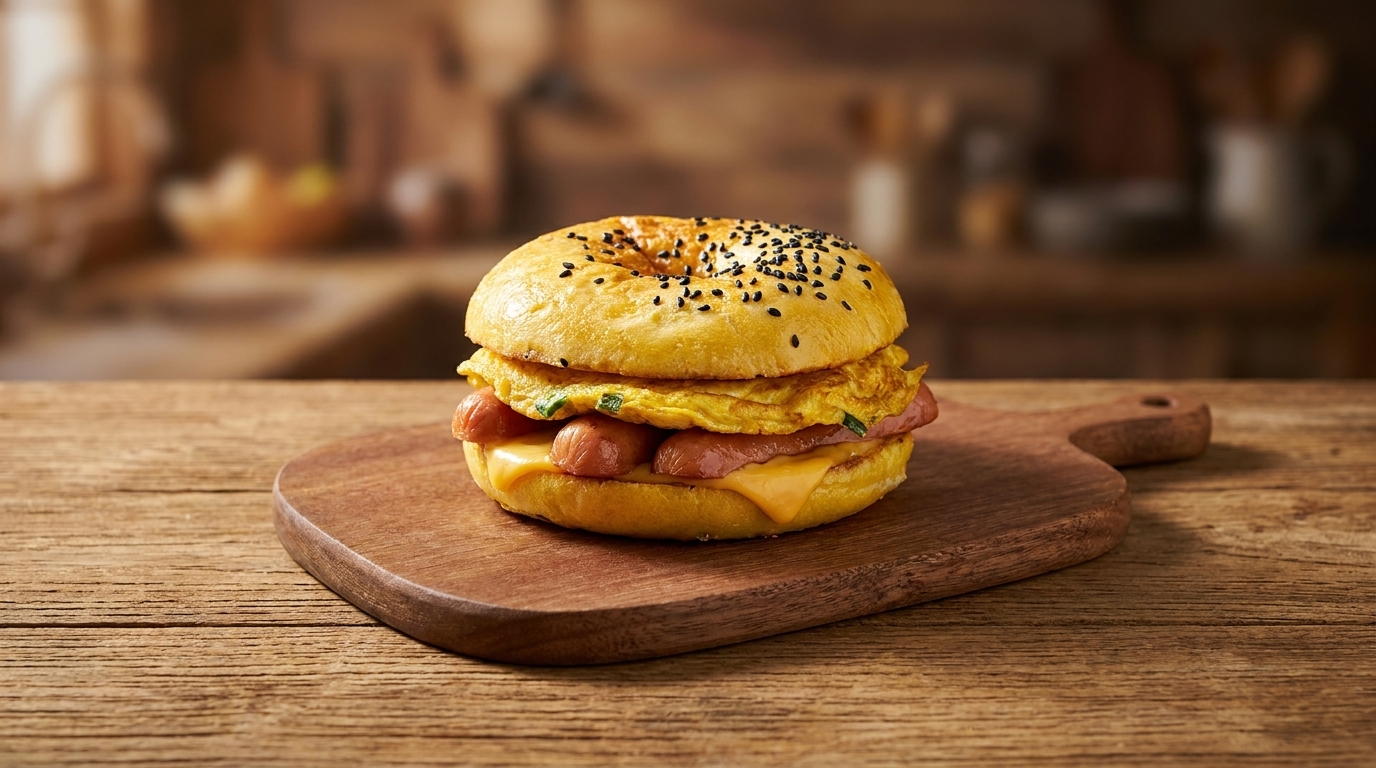 Chinese-Style Sausage and Egg Breakfast Burger