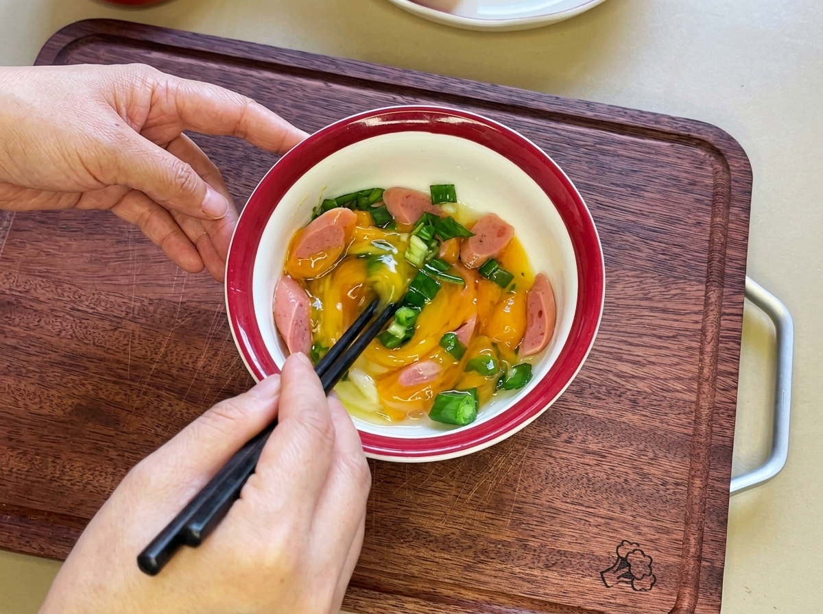 Fresh red tomato being sliced horizontally into consistent, thick round pieces on a board.