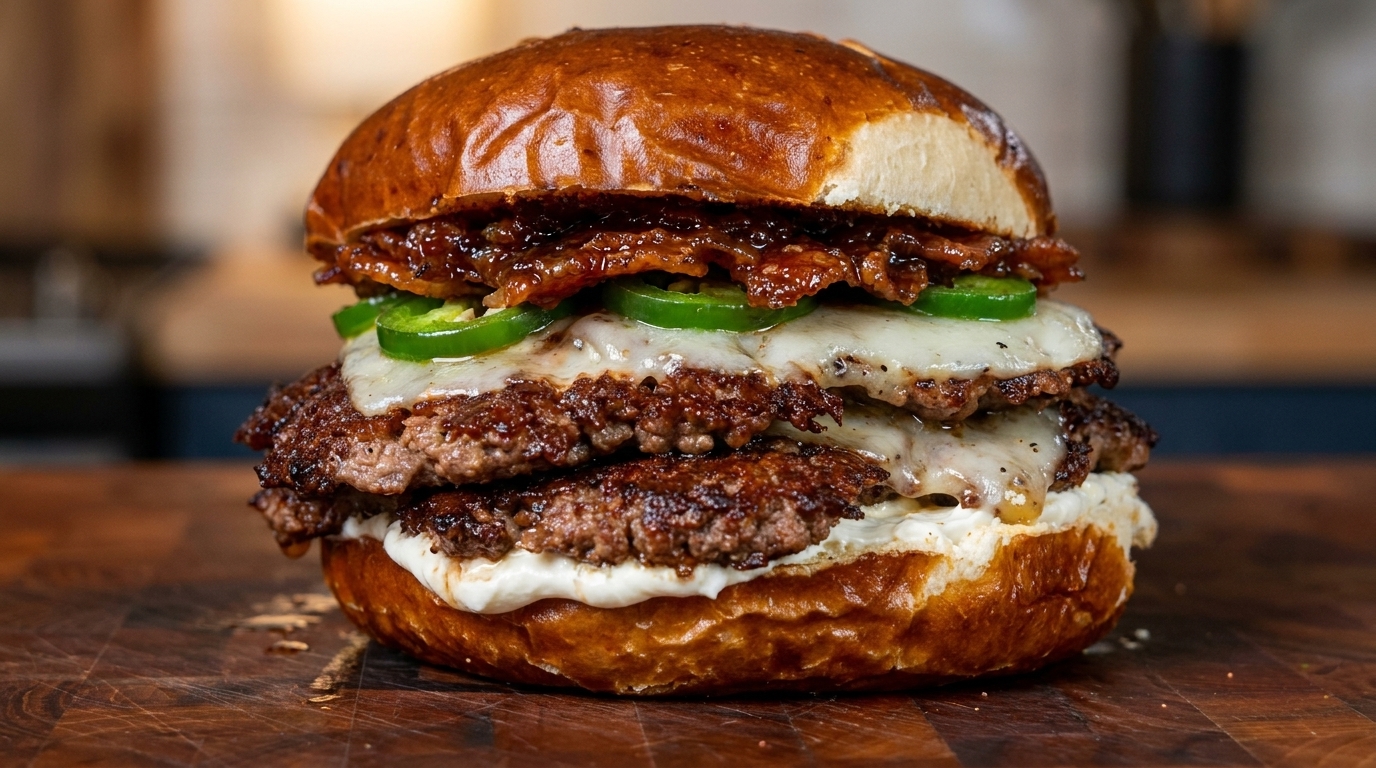 Ultimate Jalapeño Popper Smashburger with Raspberry Bacon Jam