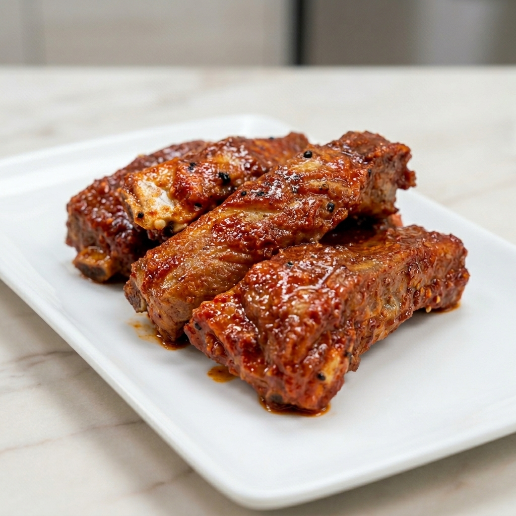Steamed pork ribs being lifted with tongs onto a sheet of aluminum foil.