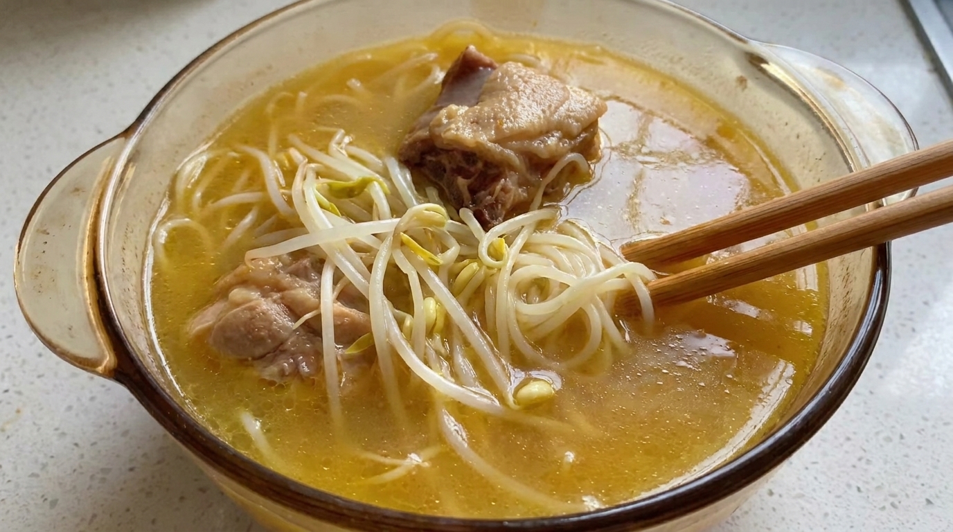 Rich Stewed Old Hen Soup with Noodles