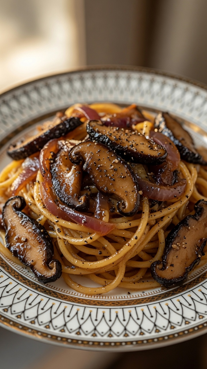 Black Pepper Mushroom Spaghetti