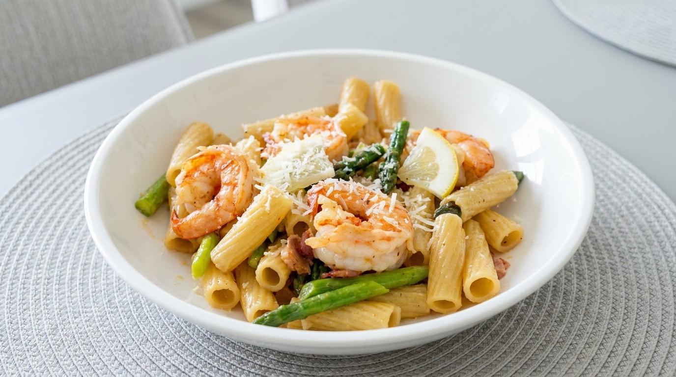 Asparagus and Shrimp Rigatoni