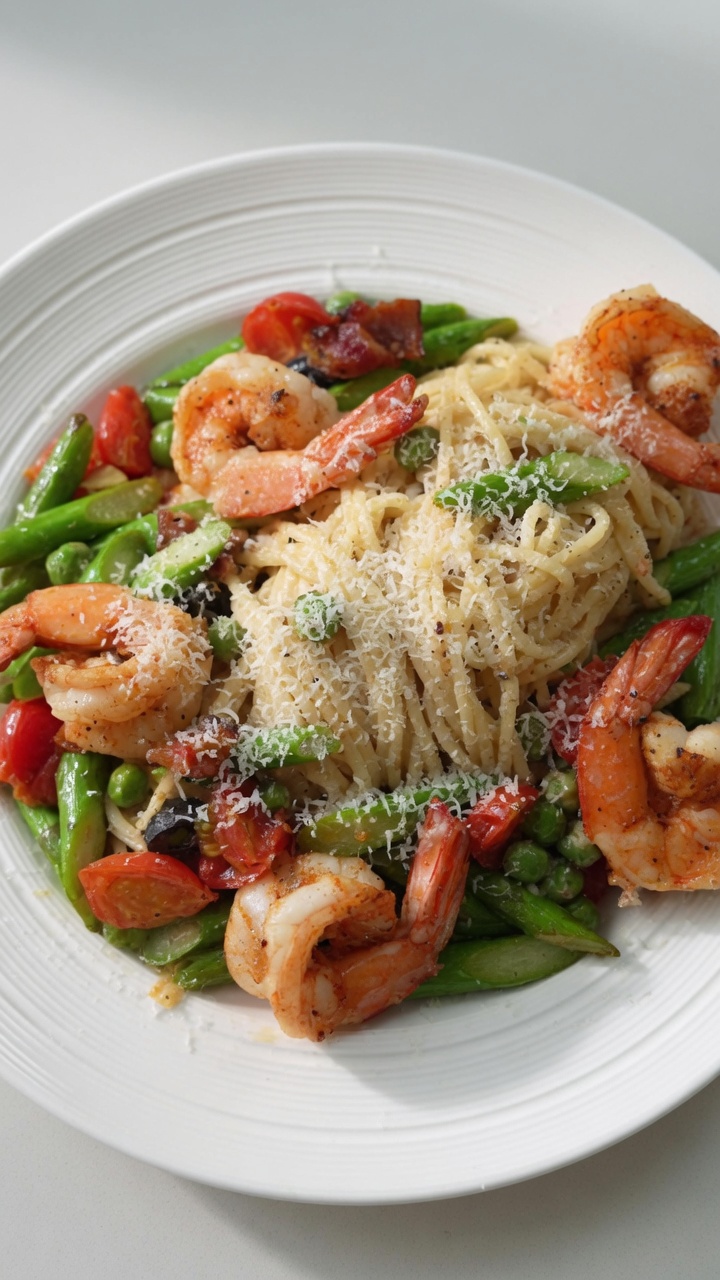 Asparagus Shrimp Cream Pasta