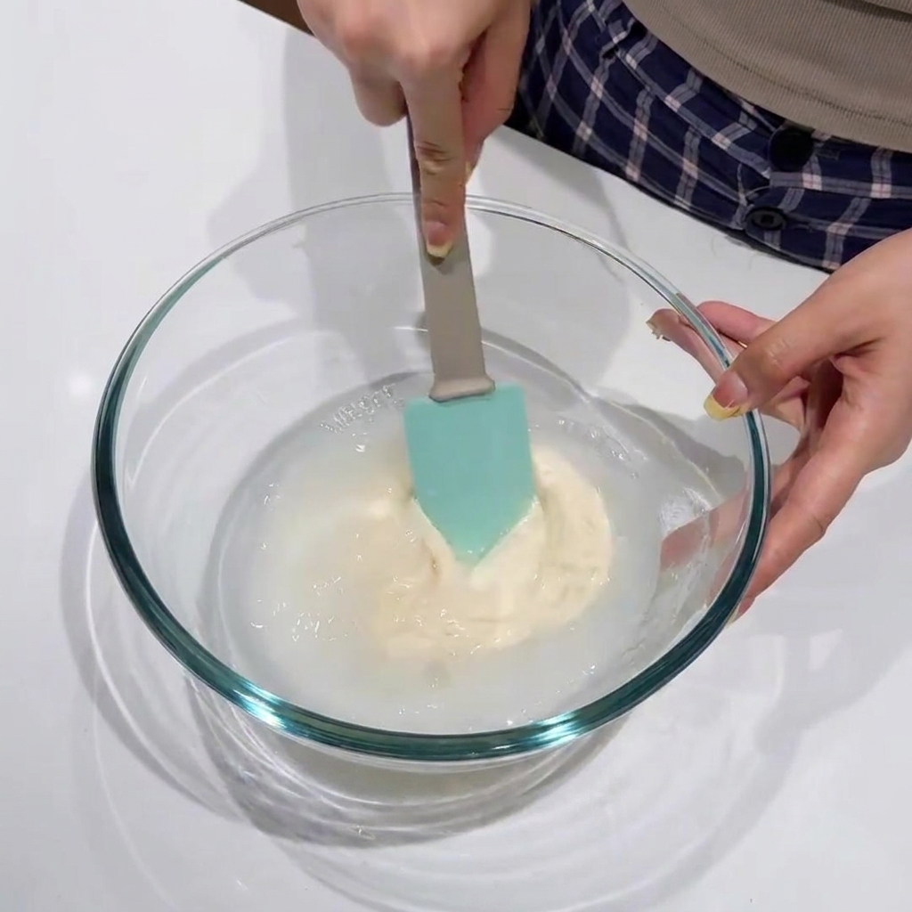 All primary dough ingredients gathered and ready to be mixed in the bowl.