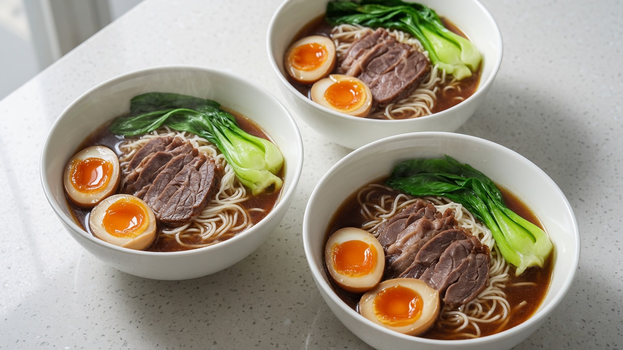 Braised Beef Shank Noodle Soup with Soft-Boiled Eggs