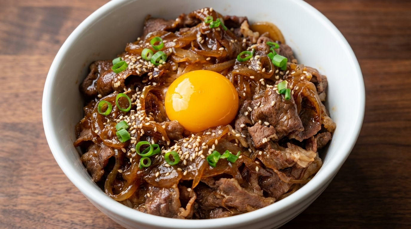Japanese Teriyaki Beef Rice Bowl (Gyudon Style)