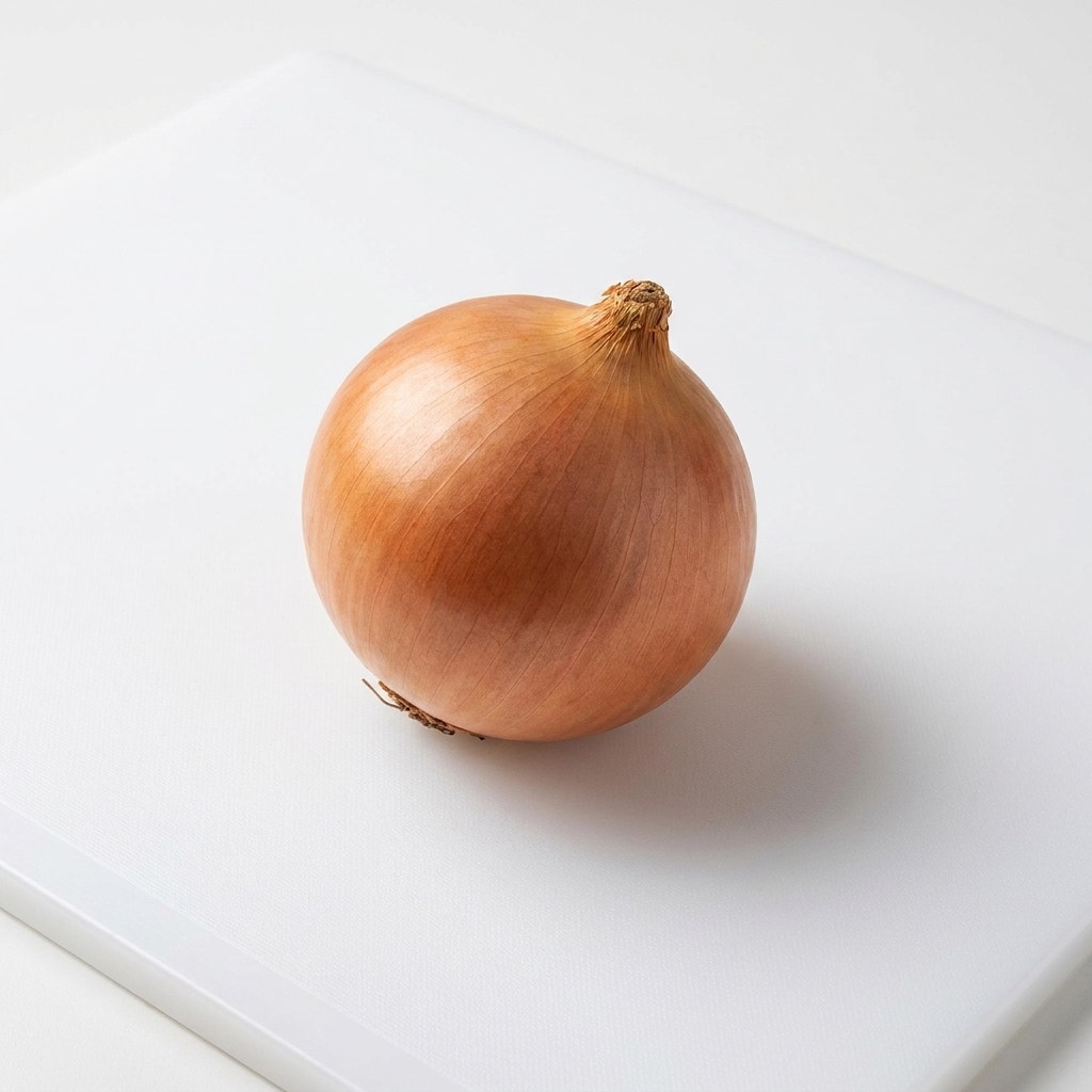 A freshly chopped onion on a white cutting board.