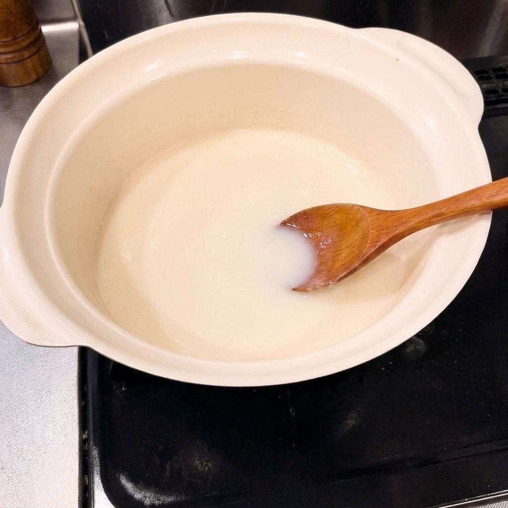Onion pieces being stir-fried in a ceramic pot.
