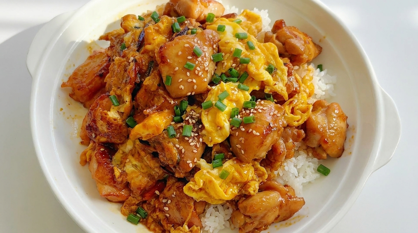 Savory Egg Chicken Rice Bowl