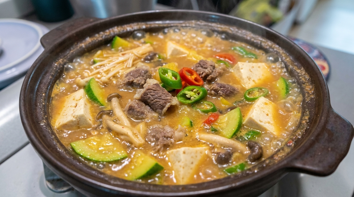 Authentic Beef Brisket Doenjang-jjigae (Korean Soybean Paste Stew)