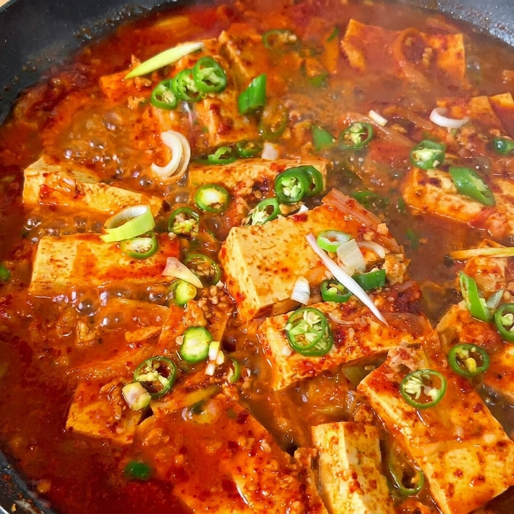 Minced pork being stir-fried in a pan along with green onions.