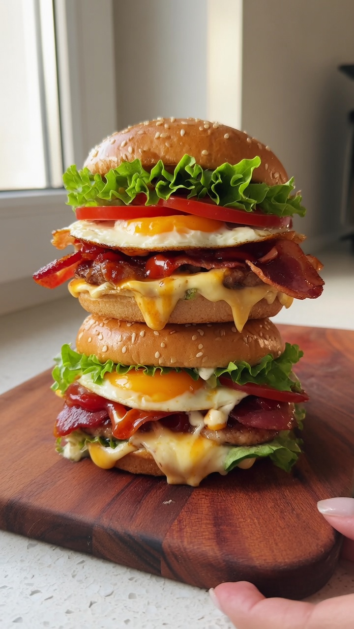 Ultimate Homemade Bacon and Egg Breakfast Burger