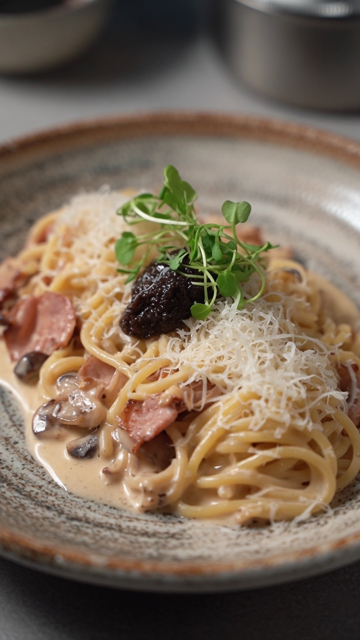 Creamy Black Truffle Bacon Pasta