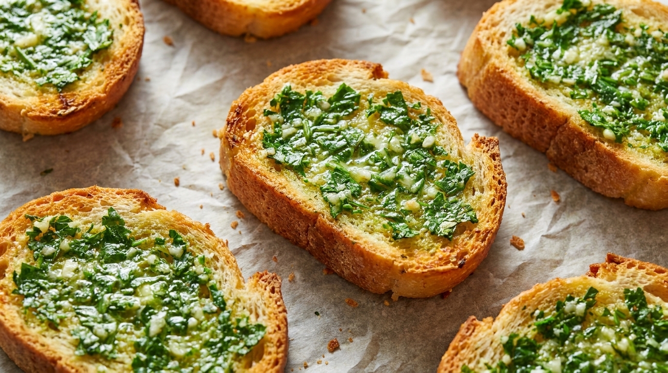 Fresh Parsley and Garlic Baguette Toasts