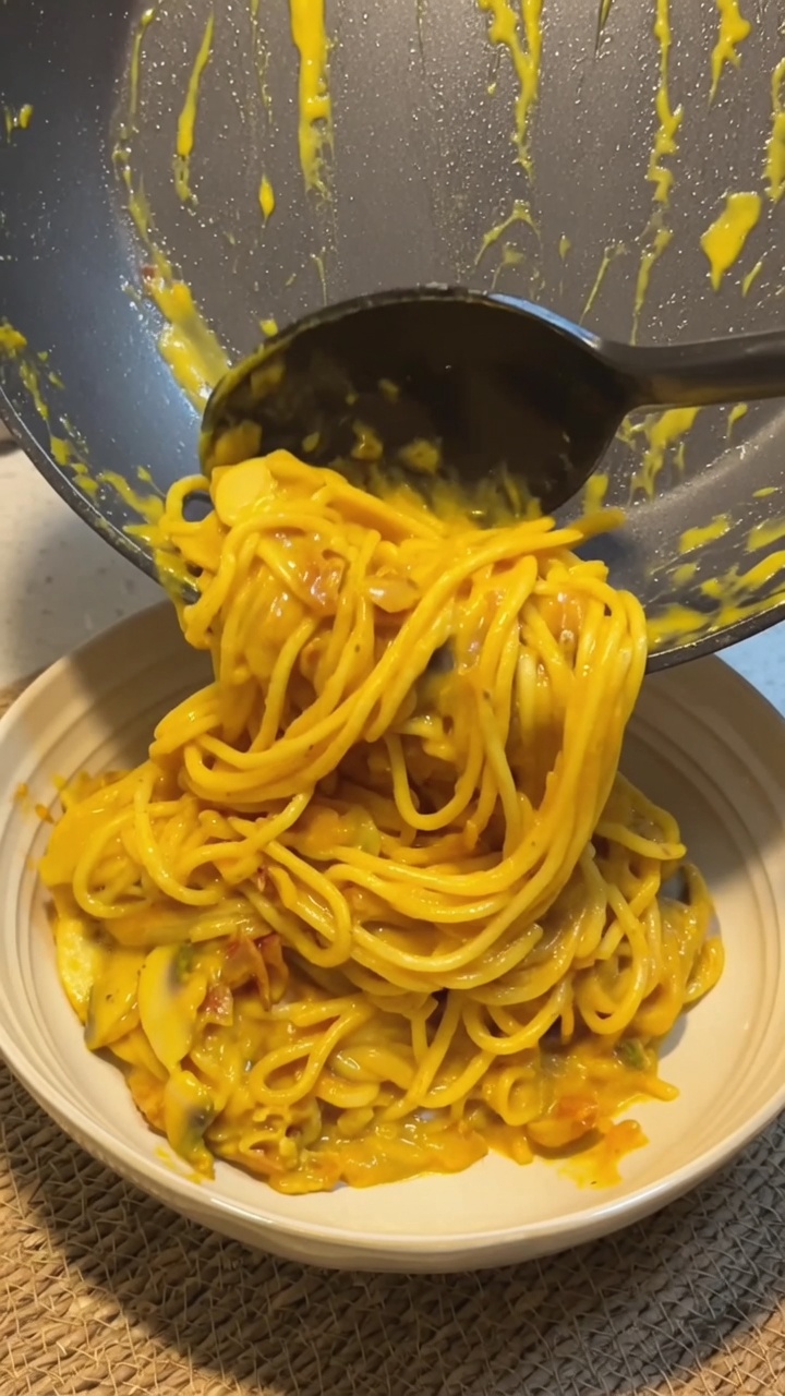 Creamy Pumpkin Bacon Spaghetti