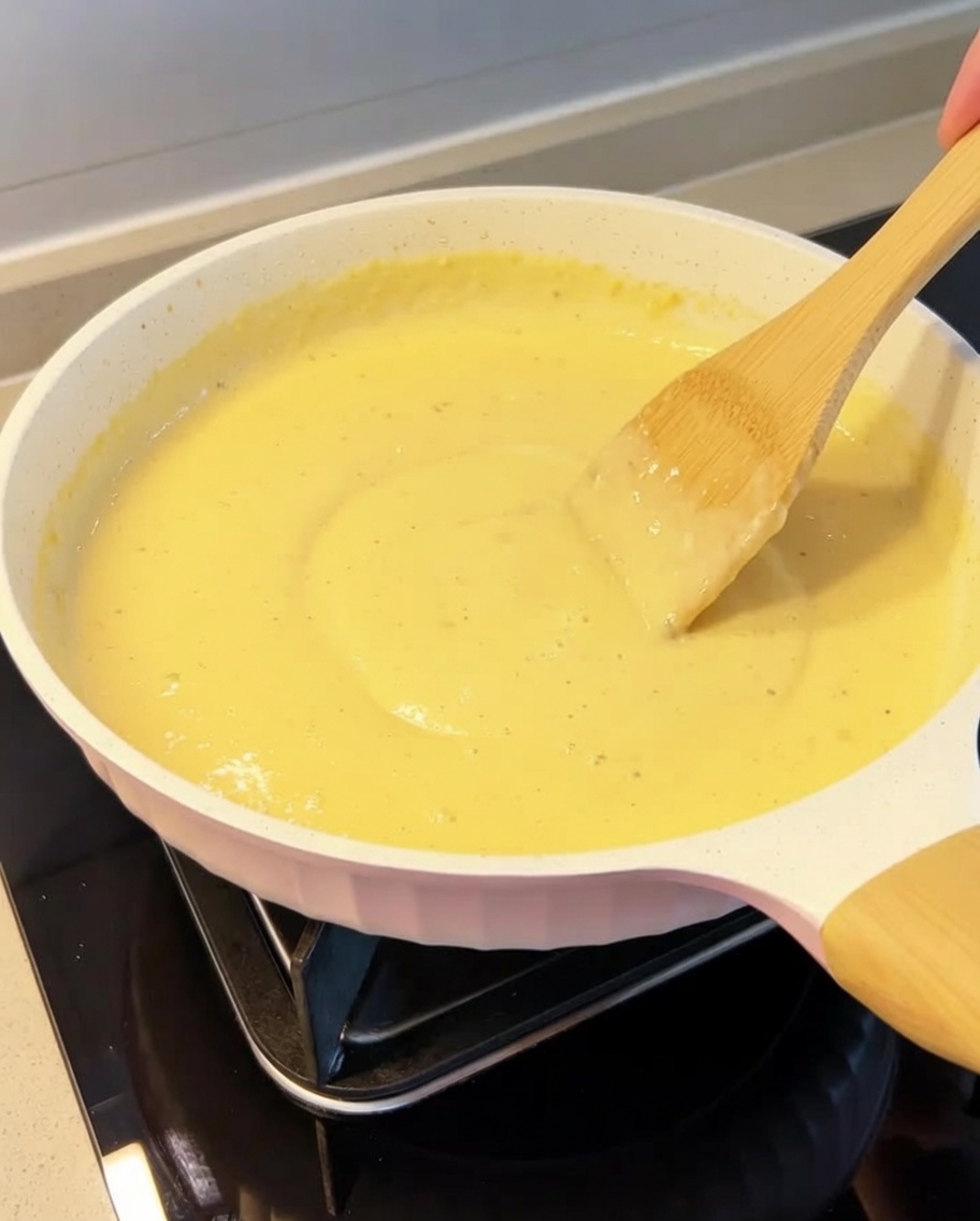 Spaghetti being tossed with the crispy guanciale in the creamy sauce.