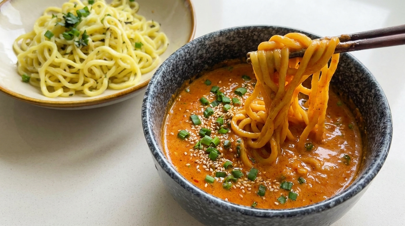 Japanese Miso Dipping Noodles (Tsukemen Style)