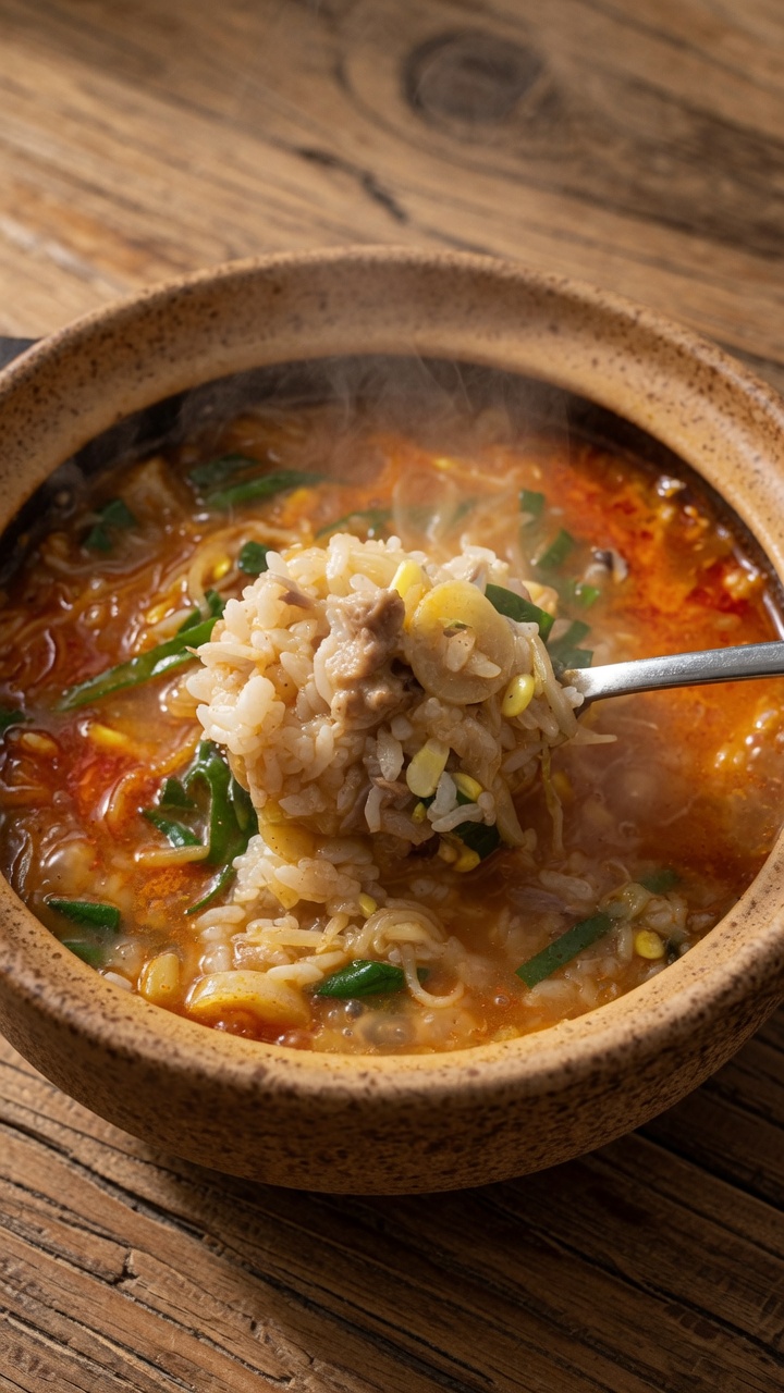 Korean Pork Bone Soup with Rice (Dwaeji-gukbap Style)